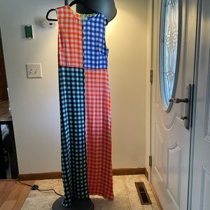 Diane Von Furstenberg High-Neck Sleeveless Check Maxi Dres. Perfect condition.